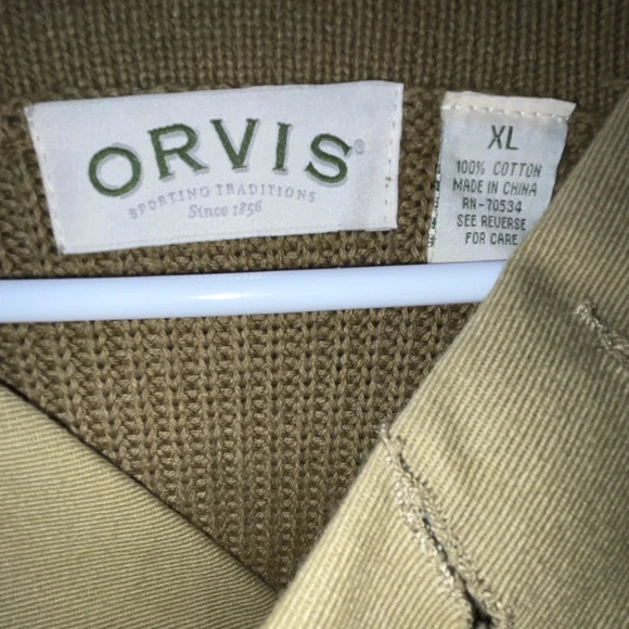 Orvis Men’s Cable Knit Mechanics Style Shawl Sweater Brown Elbow Patch Size XL - Picture 3 of 5